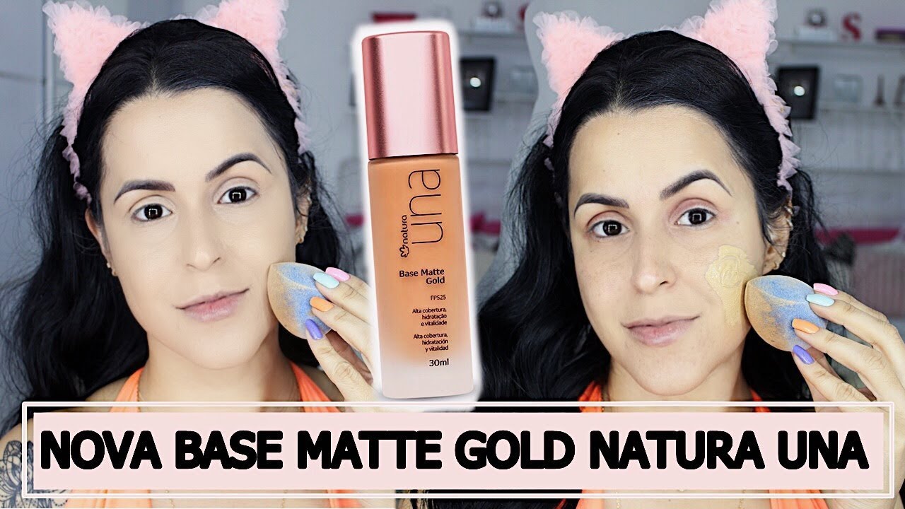 TESTEI A NOVA BASE DA NATURA UNA MATTE GOLD - YouTube