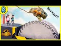 GIANT SAW of death trap! Bumpy in Jurassic World Camp Cretaceous for kids toys dinosaurs trex fight