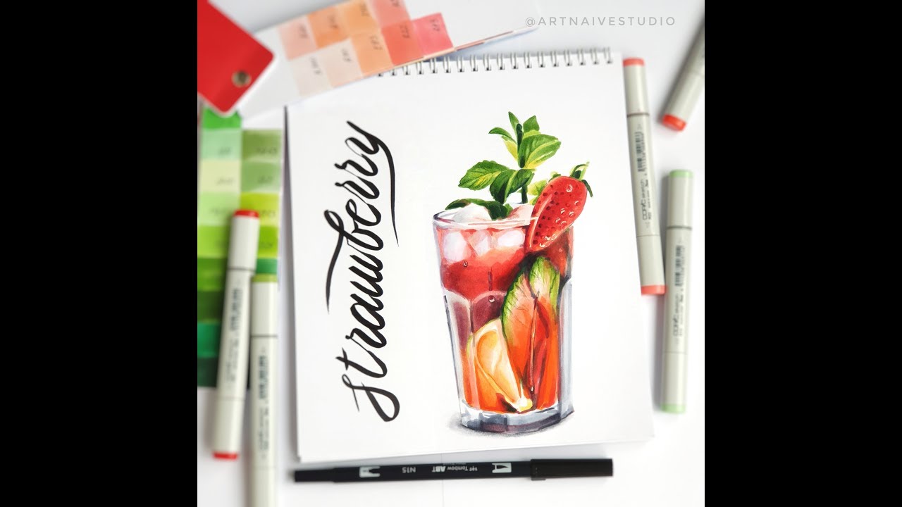 Коктейли рисунки маркерами