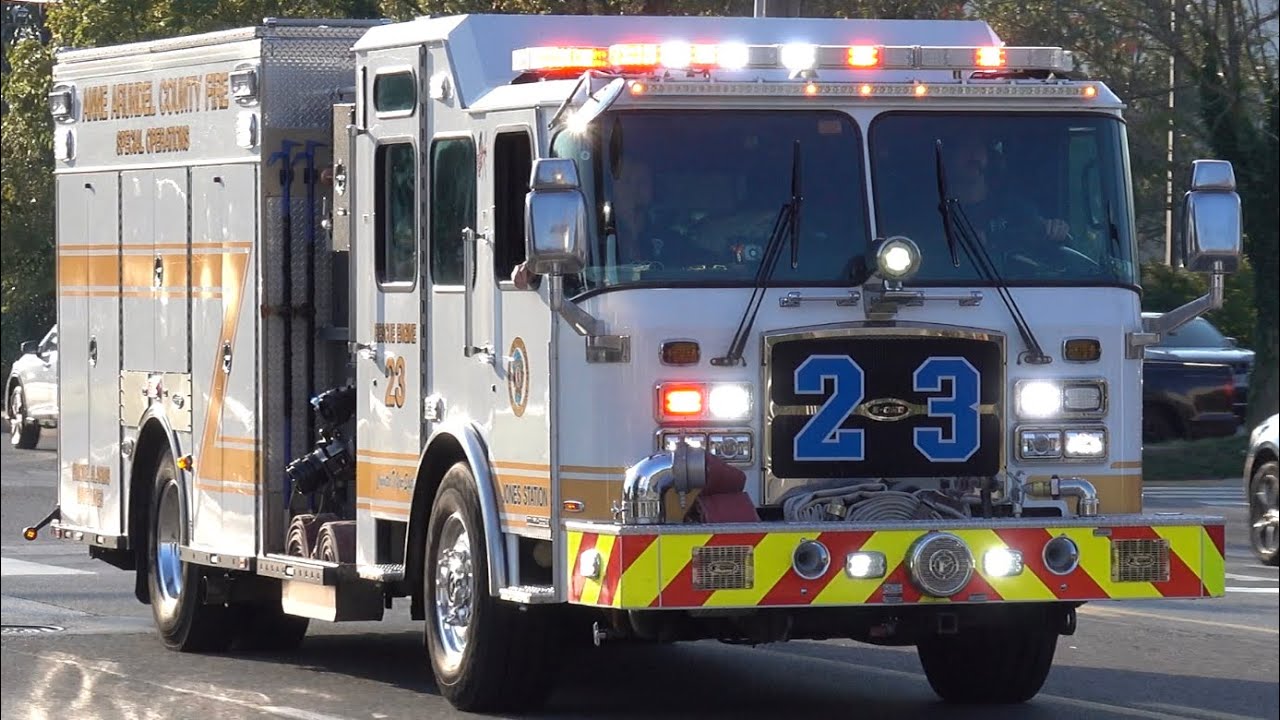 Anne Arundel County Fire Department Rescue Engine 23 Responding - YouTube