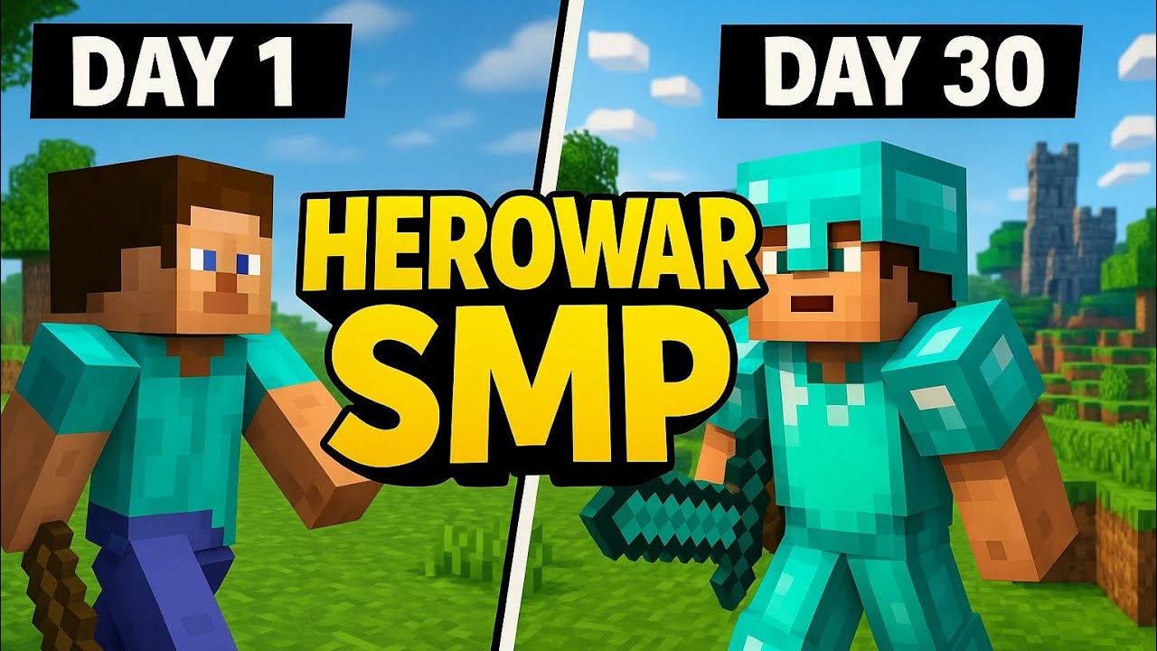 Minecraft HEROWAR SMP Journey — Day 1 vs Day 30