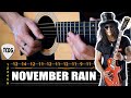 Como tocar el solo de NOVEMBER RAIN en guitarra acústica | Tablaturas TCDG