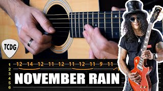 Como tocar el solo de NOVEMBER RAIN en guitarra acústica | Tablaturas TCDG