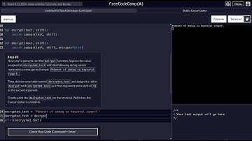 FreeCodeCamp - Python Project - Step 25 of 25 - Caesar Cipher