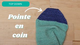 Pointe en coin raccourcis à partir de la jambe - Tutoriel Tricot