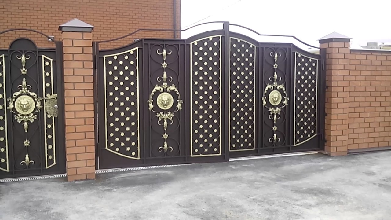 Кованые ворота.с электро-приводами Roger - YouTube