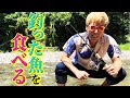 夏の渓流で釣った魚を大自然の中キャンプの焚火で串焼きで食す!Mountain stream fishing and camping