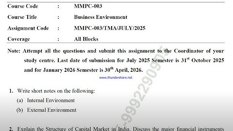 IGNOU MMPC-003 Solved Assignment July 2025 Jan 2026 [FREE] PDF || IGNOU MBA || Business Environment