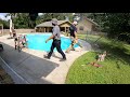 Time lapse of alpha foundations leveling concrete decking around pool