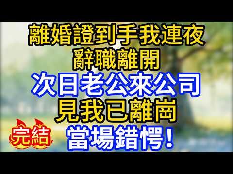 離婚證到手我連夜辭職離開，次日老公來公司，見我已離崗當場錯愕！