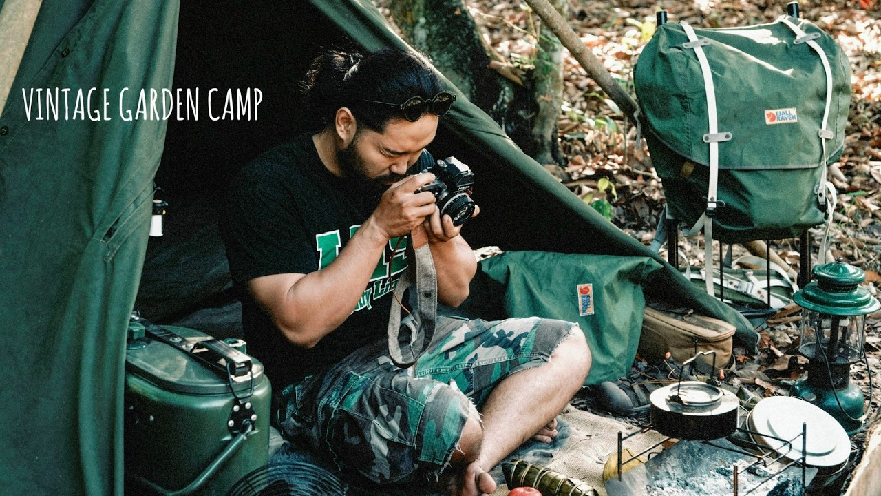 VINTAGE GARDEN CAMP - CANVAS LAVVU HOT TENT - CẮM TRẠI SAU VƯỜN NHÀ  [Relax, Asmr]