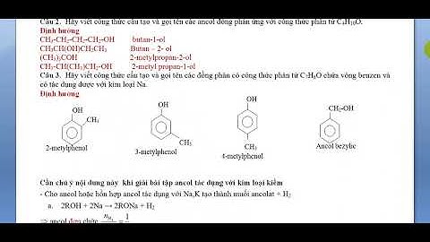 Cach giải bài toán cơ bản về ancol phenol