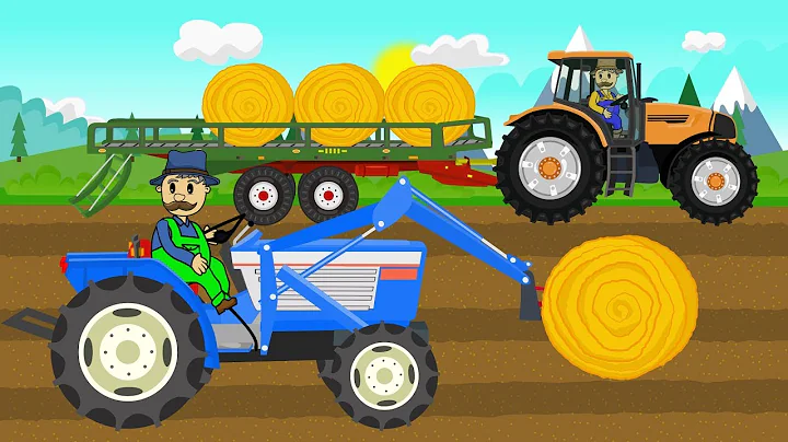 Picking Up Straw Bales | Work on a field - Tractor Story | Zbieranie bel somy - Bajki Traktory