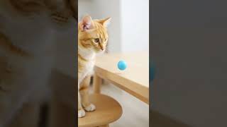 Sneaky Yellow Cat Paws a Ball Off the Table! 😂 #shorts #viral