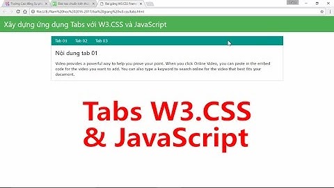 W3.CSS: Xây dựng ứng dụng Tabs bằng W3 CSS và JavaScript