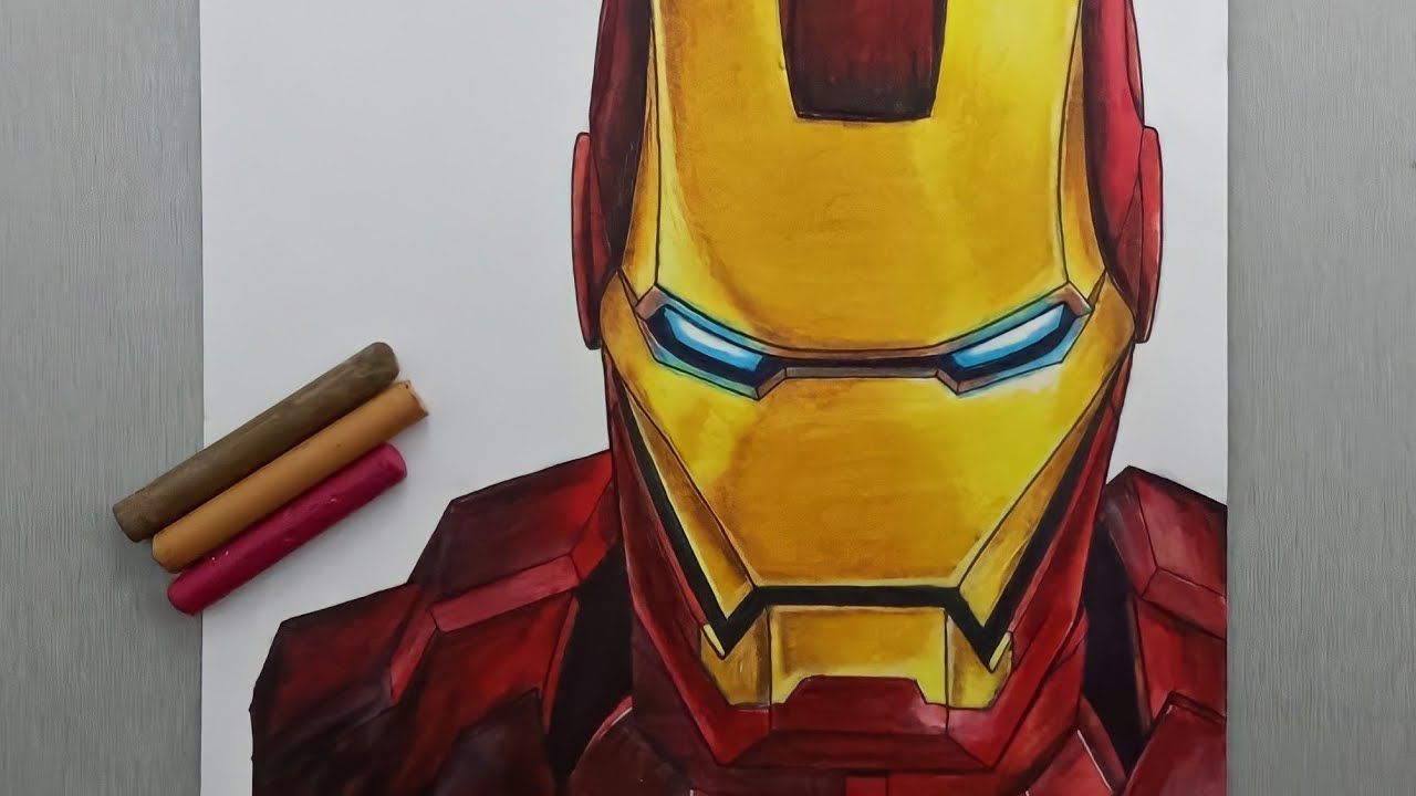 How To Draw ironman with oil Pastel colour Step by step easy ...