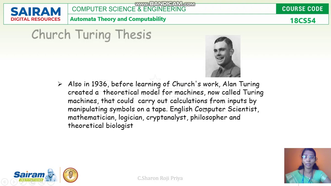 LectureVideo_18CS54_Module5_Church Turing Thesis_C.Sharon Roji