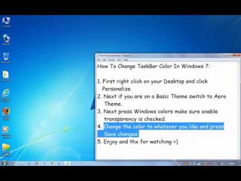 How To Change TaskBar Color In Windows 7
