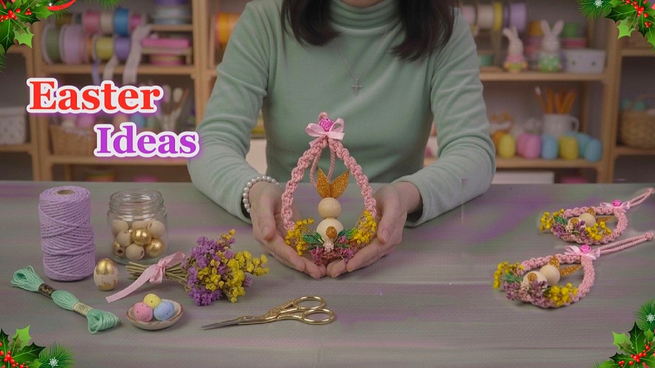 Новые идеи пасхальных украшений из макраме/веревок, сделанных дома | Простая идея пасхальной поде...