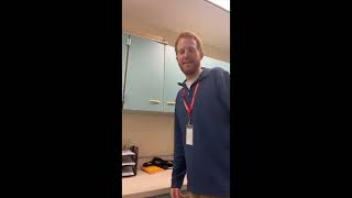 Guy sitting in desk on the floor meme