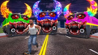 Colourful Devil Train play Hide and Kill vs Franklin in Indian Bikes Driving 3d