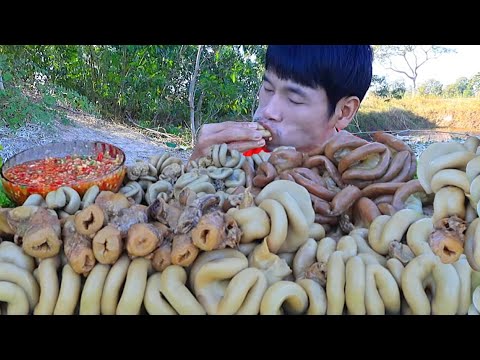 ไส้ตันจิ้มซีฟู๊ดแกล้มผักสดแซ่บคักอีหลีครับพี่น้องMUKBANG EATING SHOW/โก้อีสานพาแดก