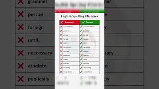 Common English Spelling Mistakes #learnwithaiza #education #english #learning #shorts
