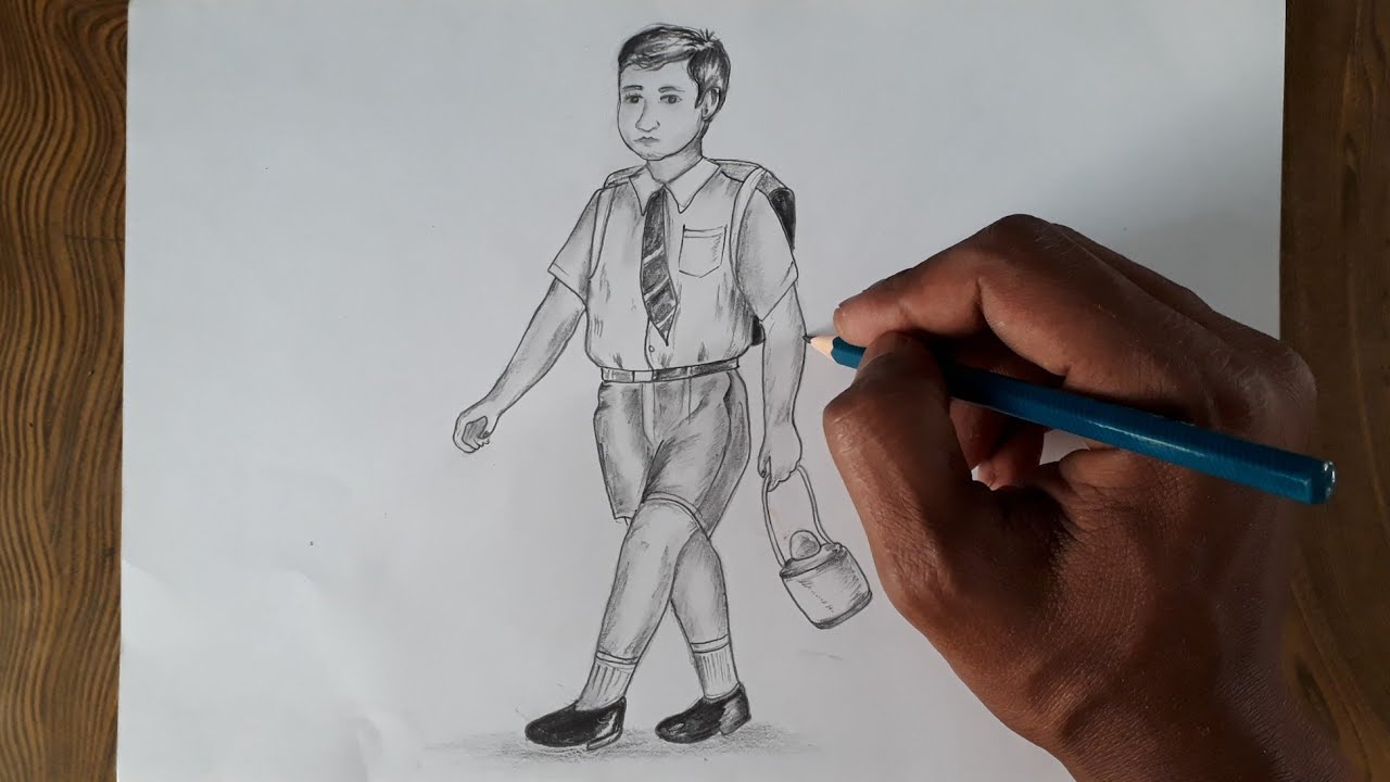 How To Draw A School Boy Easy Steps - Youtube