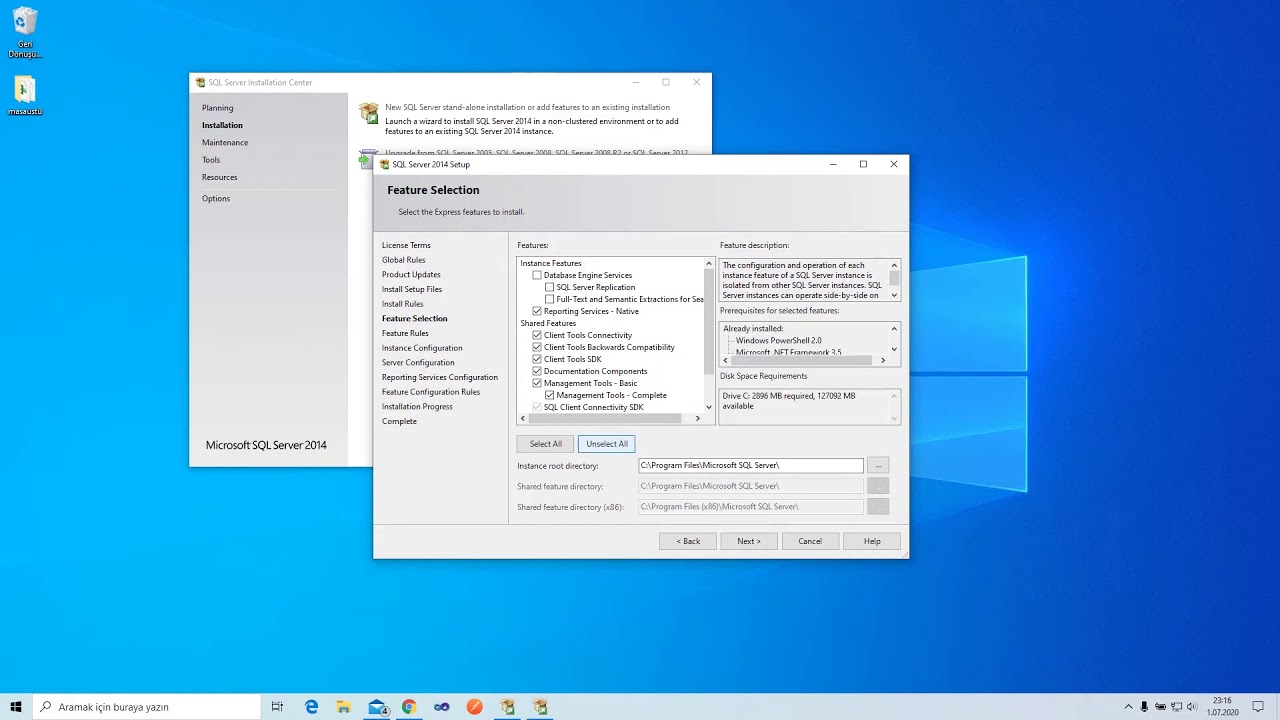 Microsoft sql server 2014 ücretsiz indir