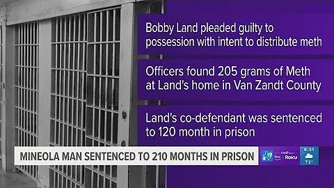 Mineola man sentenced to 210 months in prison for drug trafficking