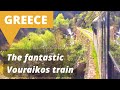 With frdric ride on the cogwheel train in the vouraikos gorge  ploponnse  greece