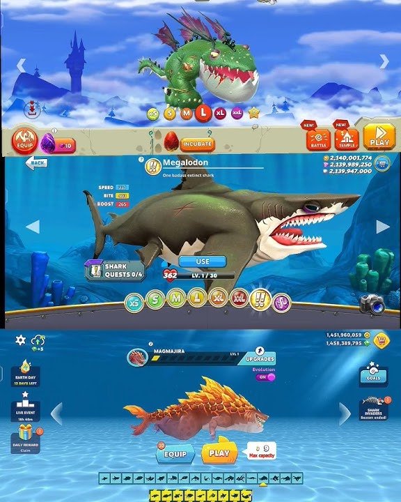 Hungry Shark Evolution Vs Hungry Shark World Vs Hungry Shark Dragon - Shark Gaming ⏩🦈