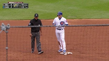MIL@CHC: Happ plates Schwarber with a long double