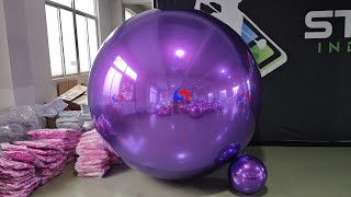 parties corporate events decor purple big shiny balls inflatable chrome mirror finish balloon