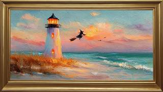 Coastal Halloween Frame TV Art | Beach Sunset with Flying Witch | Summerween 4K Screensaver screenshot 5