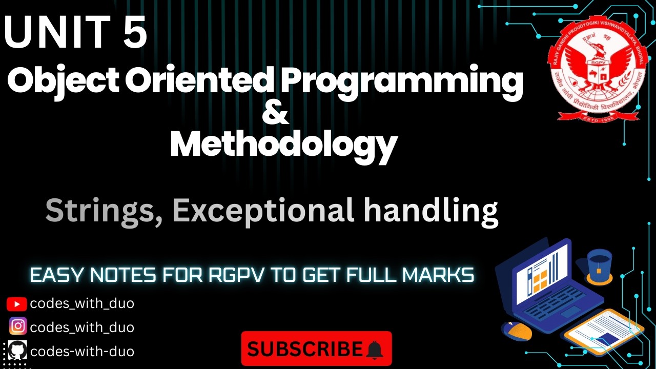 Object Oriented Programming & Methodology UNIT 5 | AL/AD/CY/CS- 305 ...