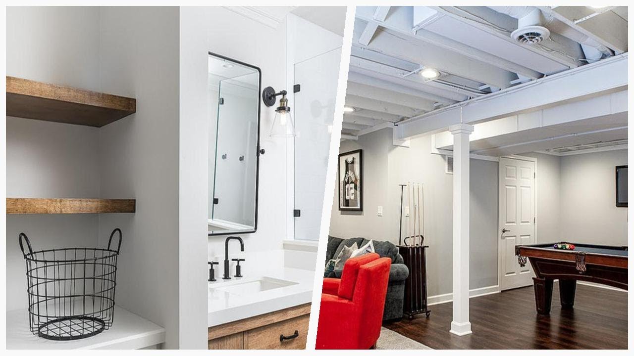 75 Vaulted Ceiling And Exposed Beam Basement Design 🌈 ...