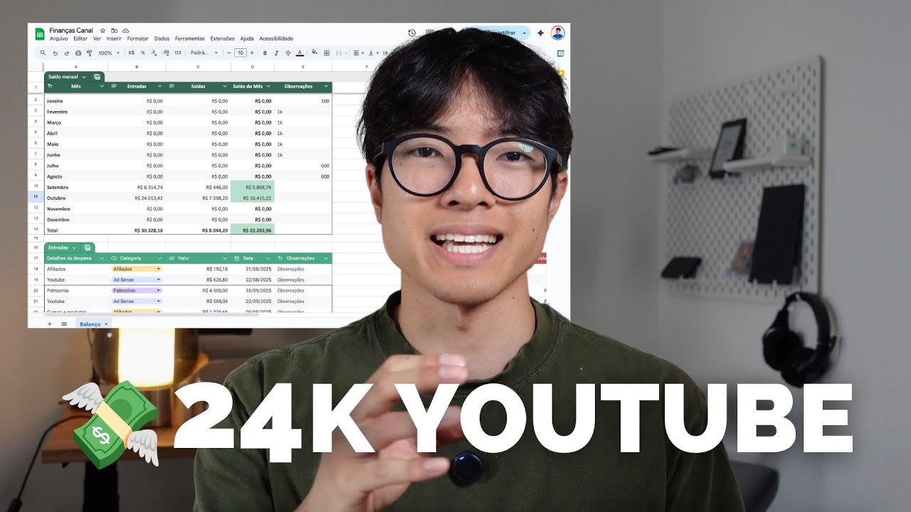 Ganho R$24.013,42/mês no Youtube com 9 meses de canal