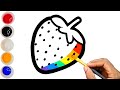 Strawberry Glitter Drawing & Colouring for kids and toddlers | How to draw Straberry