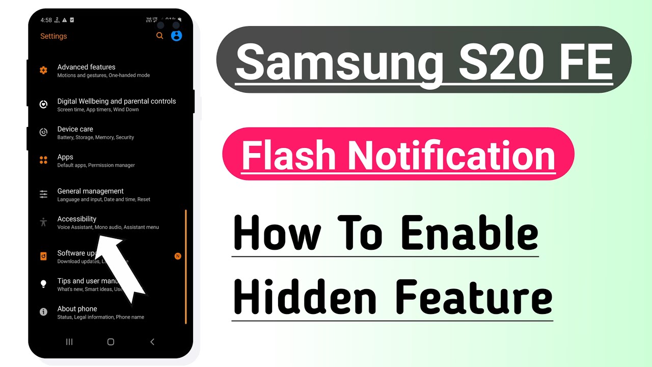 Samsung S20 FE Flash Notification How To Enable Hidden Feature