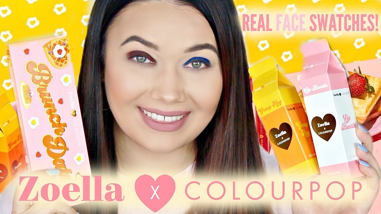 COLOURPOP x ZOELLA Real FACE Swatches! Trying Each Shadow On EYES!
