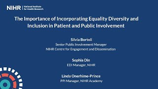 How to incorporate Equality, Diversity and Inclusion (EDI) in Patient and Public Involvement (PPI)