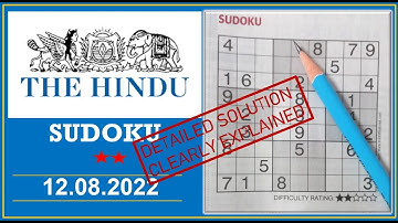 How to Solve 2 Star Hindu  Sudoku Aug 12 2022 -  Step By Step Solution