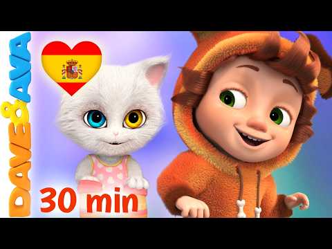🤪 Cinco Gatitos Saltaban en la Cama | Canciones Infantiles | Dave and Ava en Español 🤪