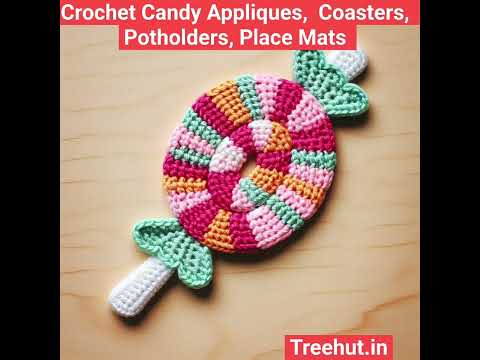 Candy Crochet Appliques, Coasters, Potholders, Placemats, #crochet  #kitchen crochet