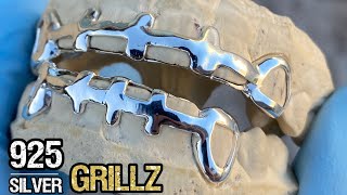 925 Sterling Silver Grillz Plain Gap Bars Open Teeth Custom Fitted Grills