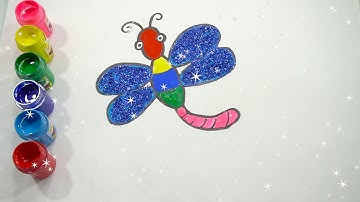Vẽ và Tô Màu Con chuồn chuồn  Bé Học Tô Màu  Glitter Dragonfly Coloring Pages For Kids