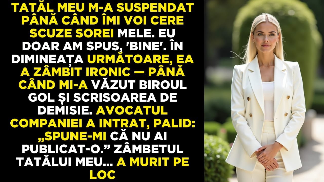 Tata m-a suspendat până îi cer scuze surorii mele. Am zis „Bine.” Dimineața următoare, ea…