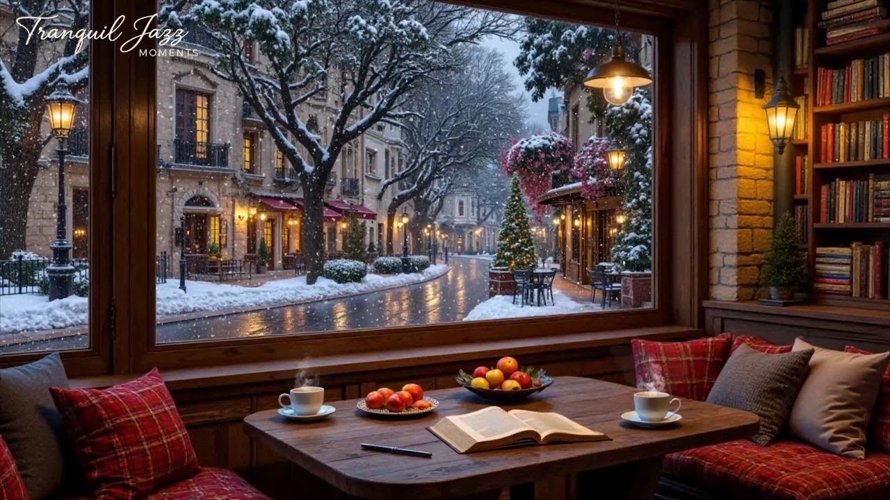 Cozy Cafe Space on a Snowy Day ~ Instrumental Jazz Piano Music for Relaxation, Studying & Working