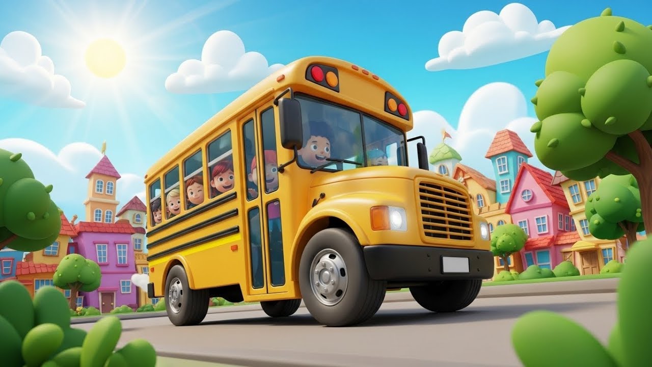 The Happy School Bus Song for Kids | Bus Song, Popular Nursery Rhyme, Baby Songs & Kids Music 🚌😊🎶
